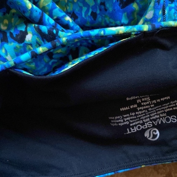 Soma Sport‎ Vibrant Viridian Blue Green Soft Athletic Workout Yoga 7/8 Leggings - Picture 6 of 9